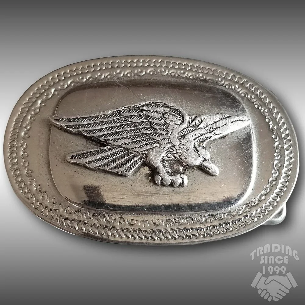 Vintage Belt Buckle Flying American Bald Eagle Silver Color Western Style Gift